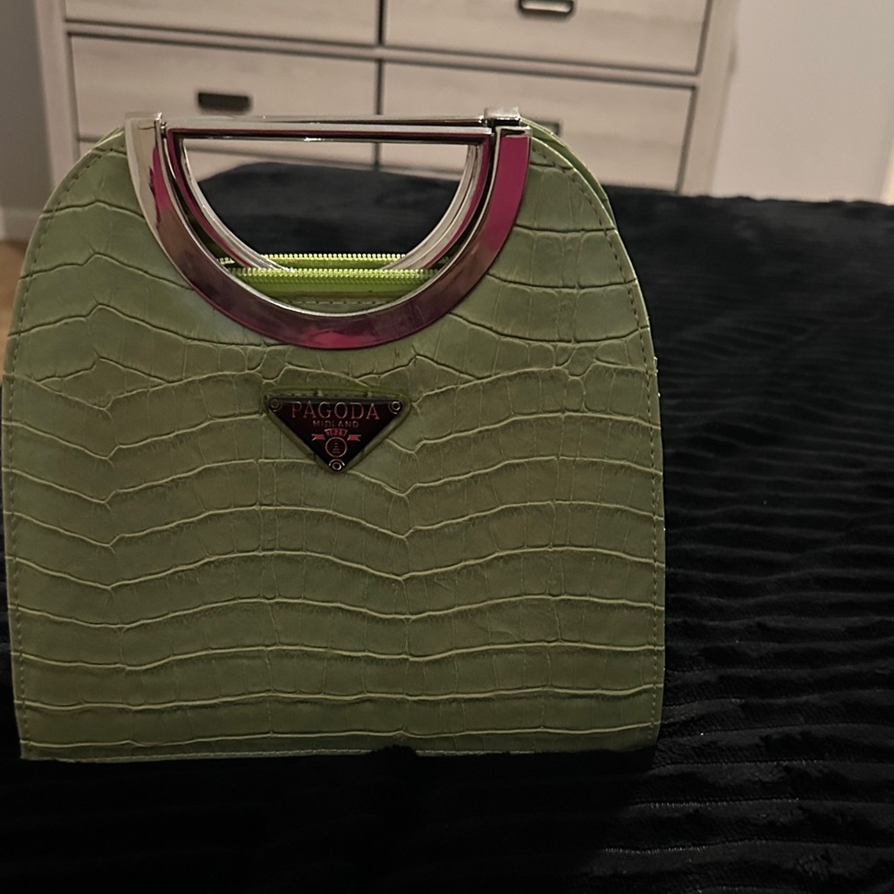 Nine West Light Green Croc-Embossed Mini Bag
